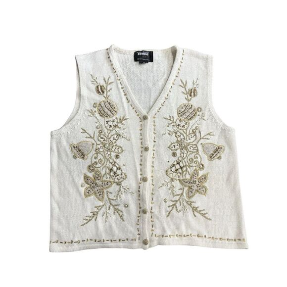 Vintage Designer Studio Originals Beaded & Embroidered Sweater Vest‎ Size Medium - Picture 1 of 4